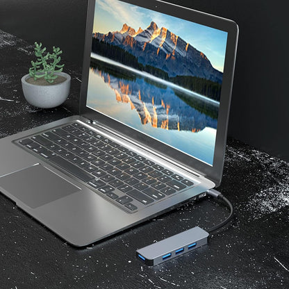 USB / USB-C Hub Techsuit H8 DataBridge, 4in1, Gri