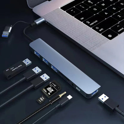 USB / USB-C Hub Techsuit H9 DataBridge, 8in1, Gri