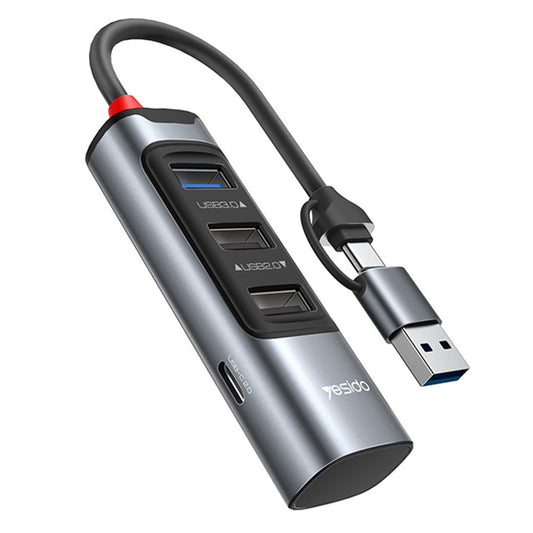 USB / USB-C Hub Yesido HB19, 4in1, Gri