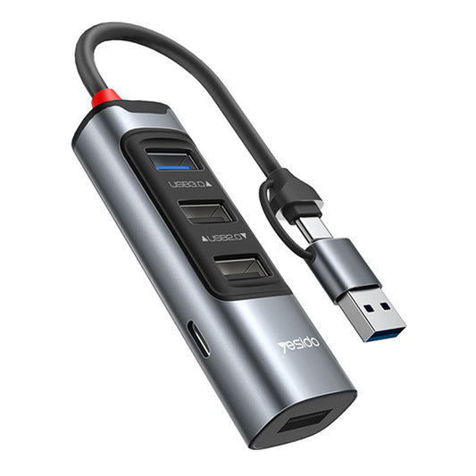 USB / USB-C Hub Yesido HB20, 5in1, Grijs