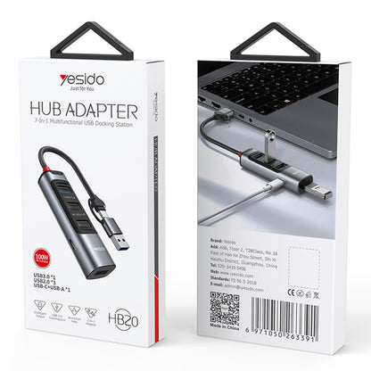 USB / USB-C Yesido HB20, 5in1, Gray