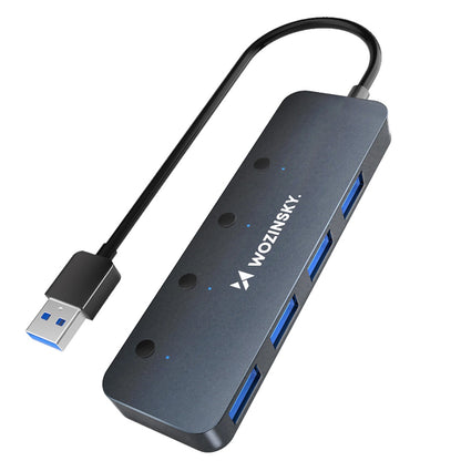 USB-hub WZK WHS080YSS, 4 x USB-A 3.0, Gri