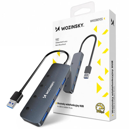 USB-hub WZK WHS080YSS, 4 x USB-A 3.0, Gri