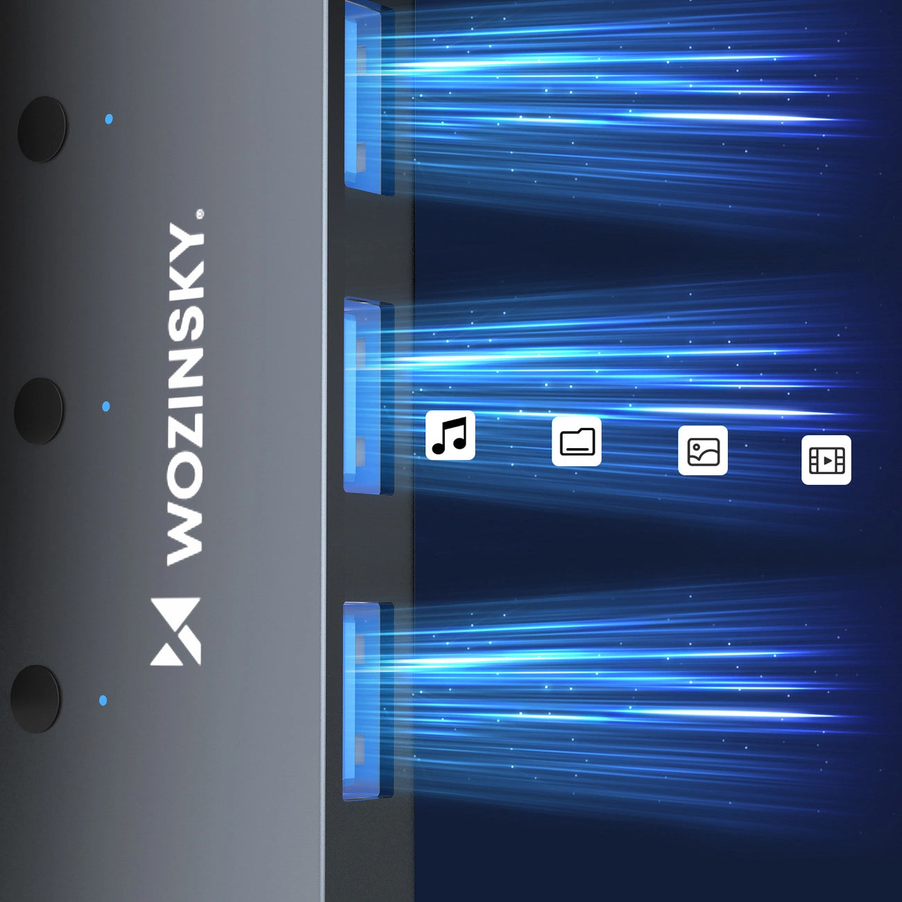 USB-hub WZK WHS080YSS, 4 x USB-A 3.0, Gri