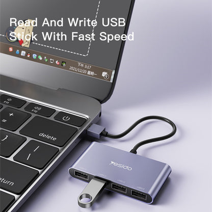 USB-hub Yesido HB12, 4in1, Grijs