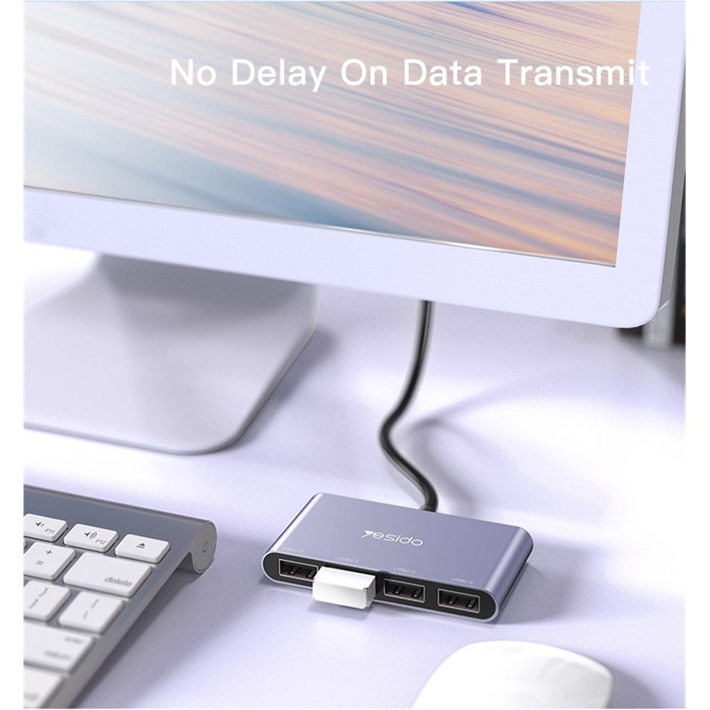 USB-hub Yesido HB12, 4in1, Grijs
