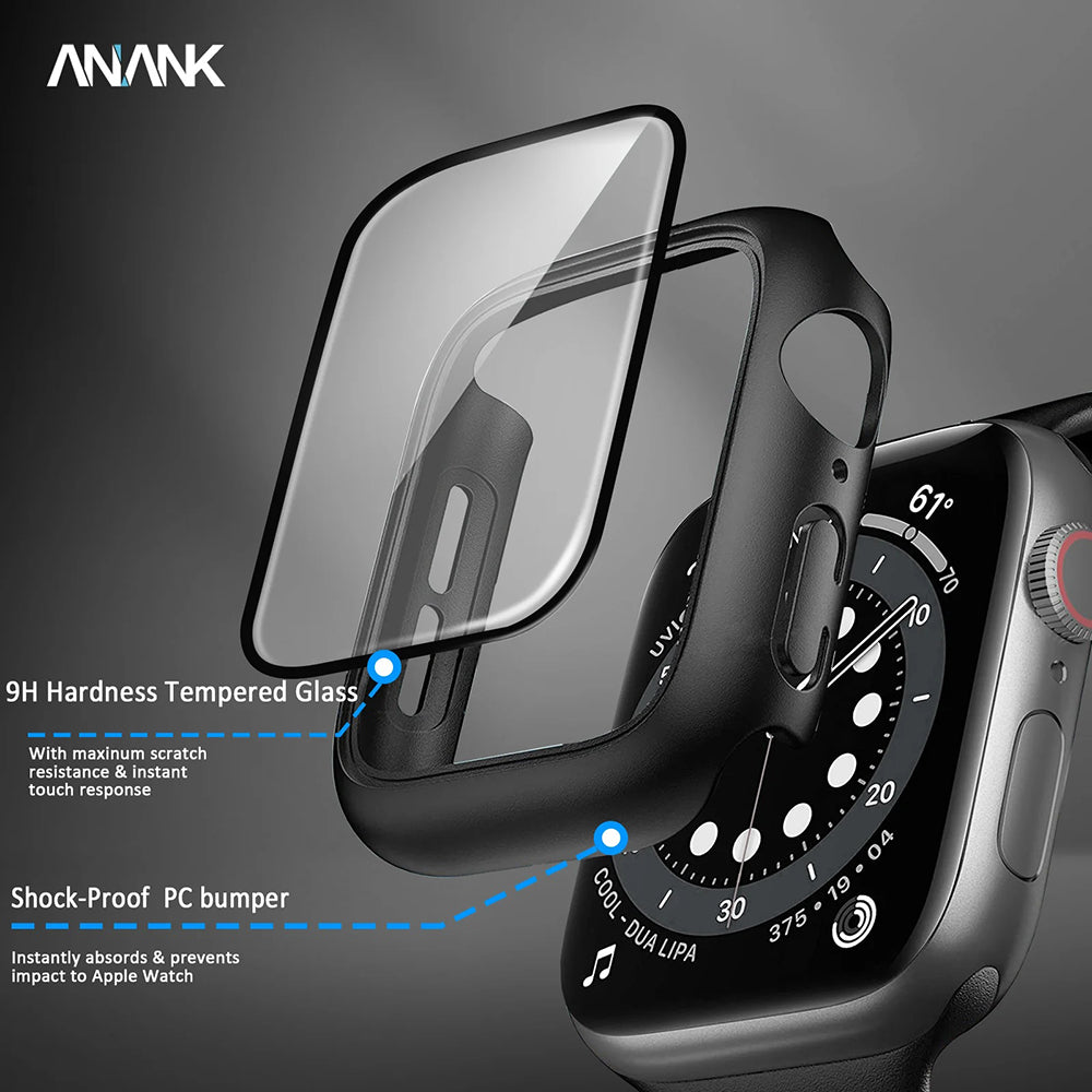 Anank Screen Guard hoesje voor Apple Watch Series 7 41mm, Zwart