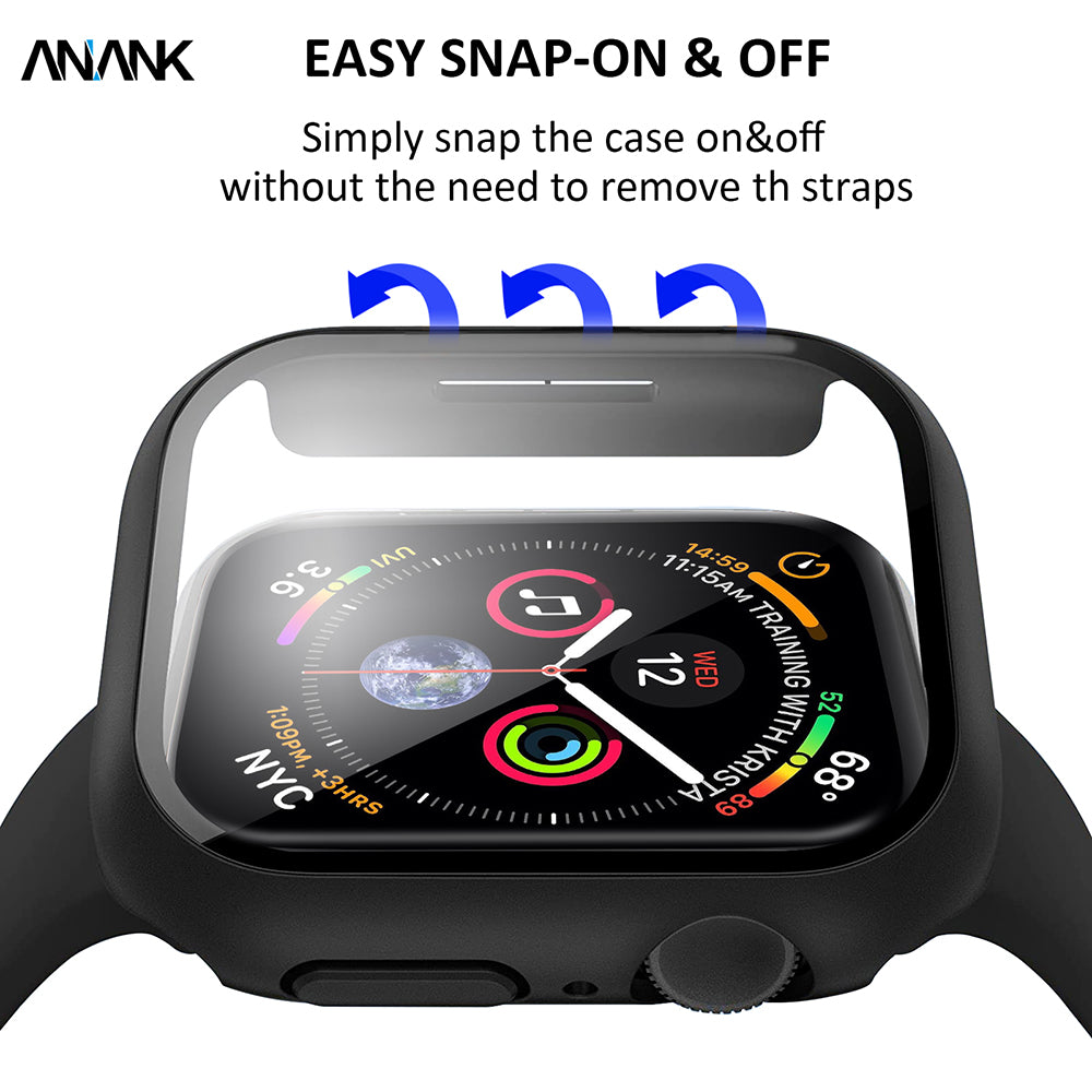 Anank Screen Guard hoesje voor Apple Watch Series 7 45mm, Zwart