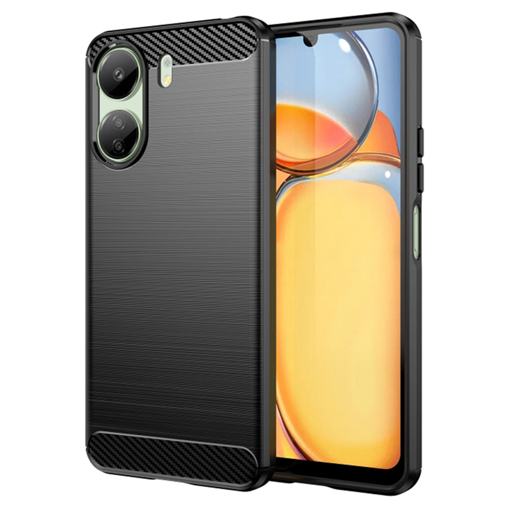 Hoes met Camerabescherming voor Xiaomi Poco C65 / Redmi 13C, Techsuit, Carbon, Zwart
