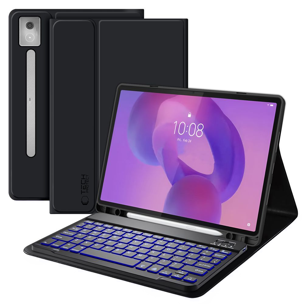 Hoes Met Toetsenbord voor Lenovo Idea Tab Pro, Tech-Protect, SC PEN, Zwart