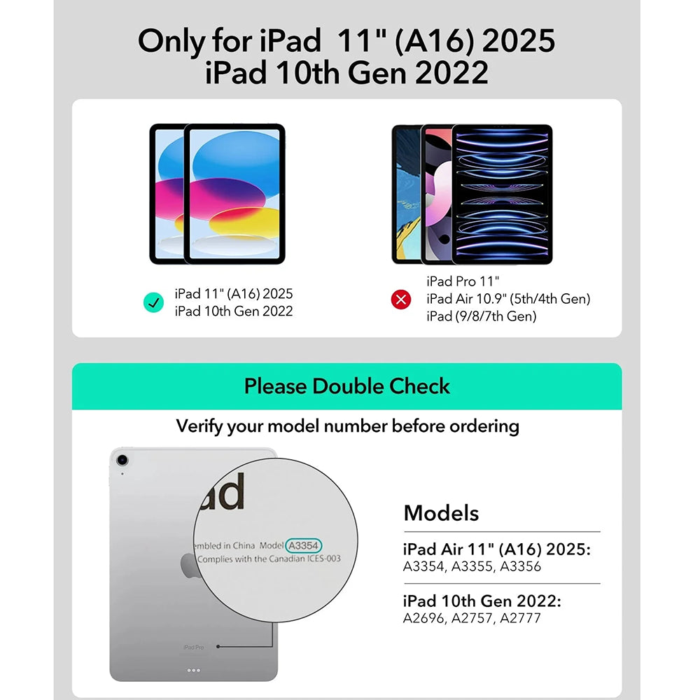 Hoes met Toetsenbord voor Apple iPad (2025) / (2022), ESR, Rebound, Wit