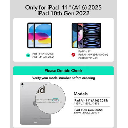 Hoes met Toetsenbord voor Apple iPad (2025) / (2022), ESR, Rebound, Wit