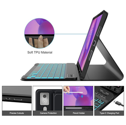 Hoes Met Toetsenbord voor Lenovo Idea Tab Pro, Tech-Protect, SC PEN, Zwart