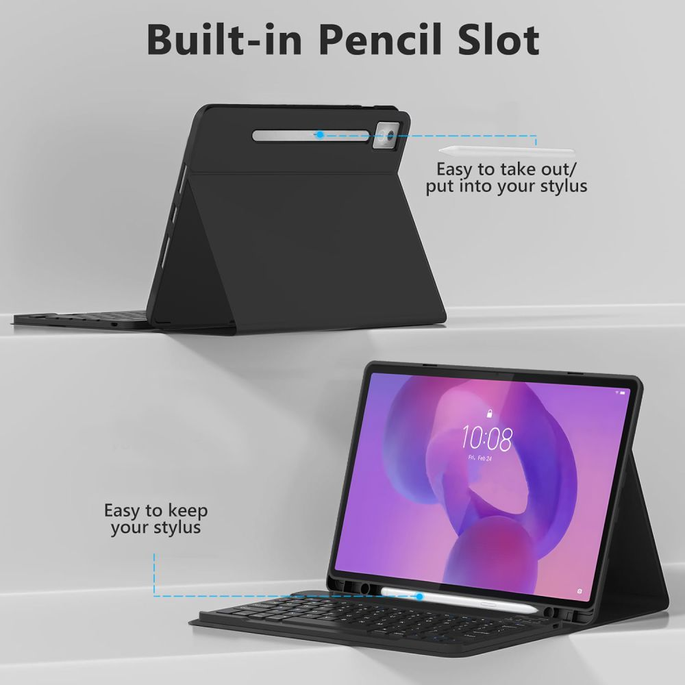 Hoes Met Toetsenbord voor Lenovo Idea Tab Pro, Tech-Protect, SC PEN, Zwart