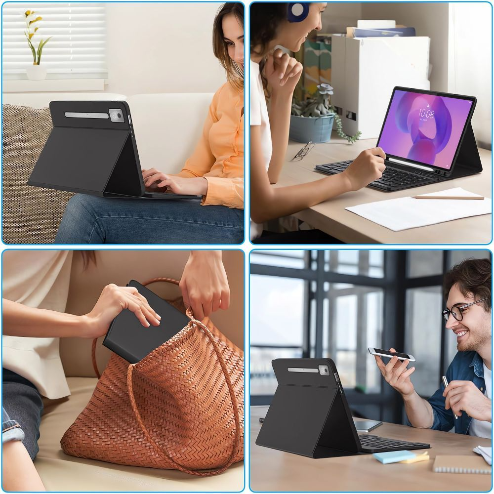 Hoes Met Toetsenbord voor Lenovo Idea Tab Pro, Tech-Protect, SC PEN, Zwart