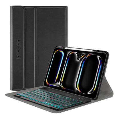 Hoes met Toetsenbord voor Apple iPad Pro 11 (2024), Techsuit, CozyTab, Zwart