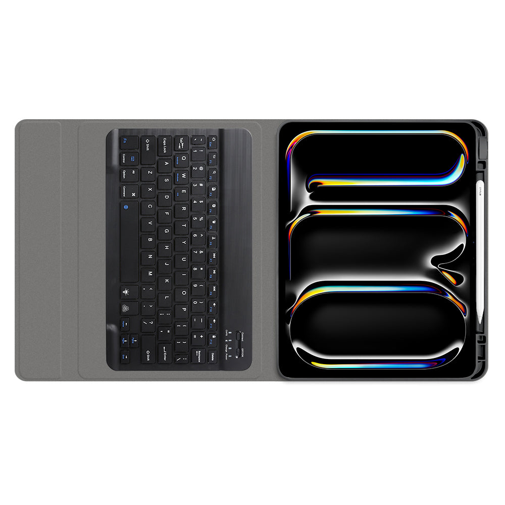 Hoes met Toetsenbord voor Apple iPad Pro 11 (2024), Techsuit, CozyTab, Zwart