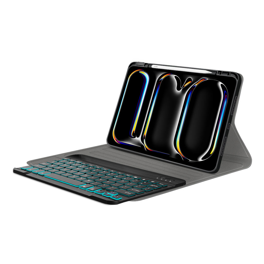 Hoes met Toetsenbord voor Apple iPad Pro 11 (2024), Techsuit, CozyTab, Zwart