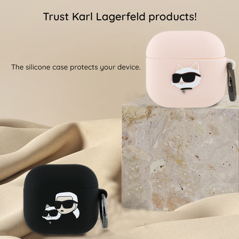 Karl Lagerfeld 3D Karl & Choupette's Heads hoes voor Apple AirPods 4, Zwart