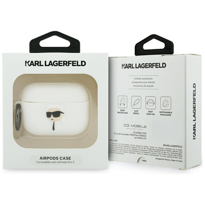 Karl Lagerfeld 3D Karl's Head hoes voor Apple AirPods Pro 3, Wit
