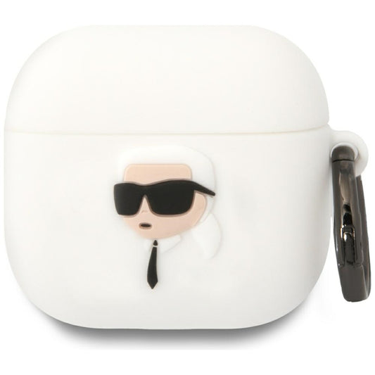 Karl Lagerfeld 3D NFT Karl's Head hoes voor Apple AirPods 4, Wit