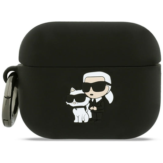 Karl Lagerfeld Siliconen Hoes Karl & Choupette 3D voor Apple AirPods Pro 3, Zwart