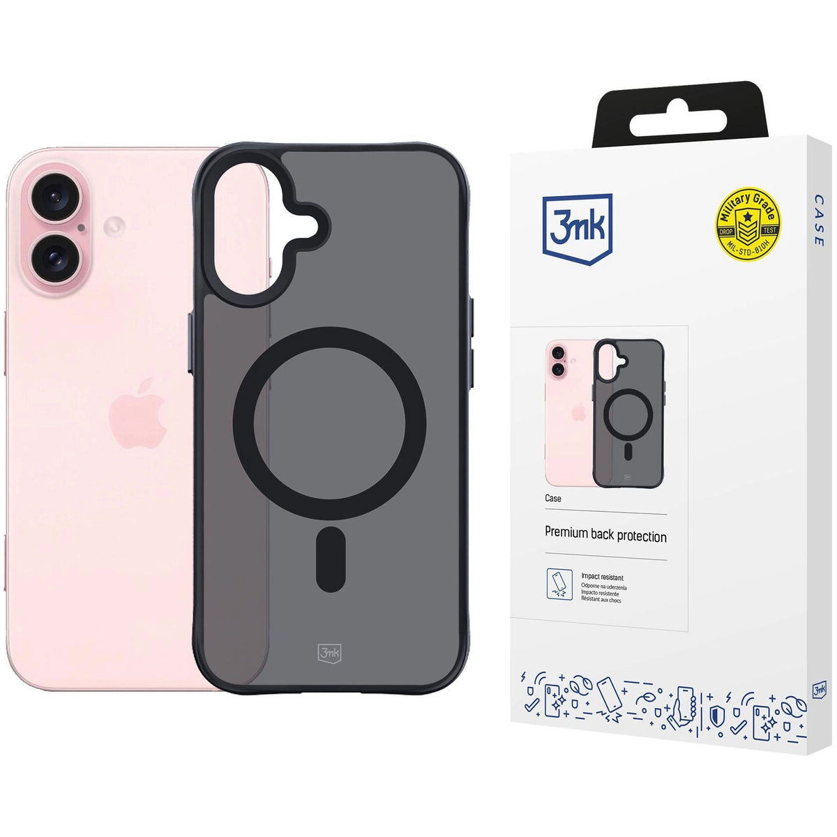 MagSafe-hoesje voor Apple iPhone 16, 3MK, Smoke MagCase, Zwart