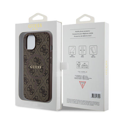 MagSafe hoesje voor Apple iPhone 15 Plus, Guess, 4G Gekleurde Ring, Bruin GUHMP15MG4GFRW