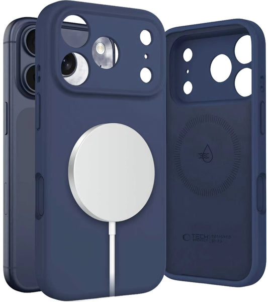 MagSafe hoes voor Apple iPhone 17 Pro, Tech-Protect, Siliconen, Marineblauw