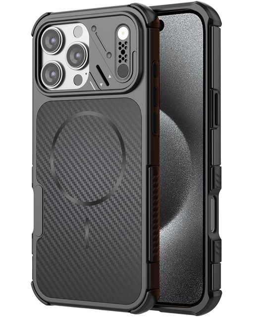 MagSafe-hoesje voor Apple iPhone 16 Pro, OEM, Carbon en Hoekbescherming, Zwart