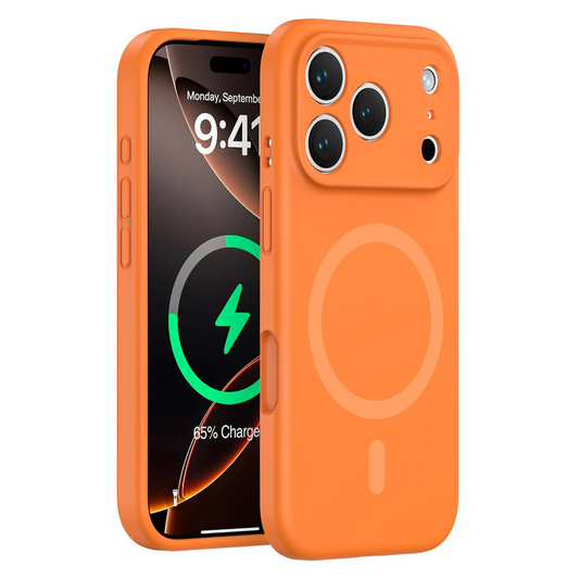 MagSafe-hoesje voor Apple iPhone 17 Pro, OEM, vloeibaar siliconen, oranje
