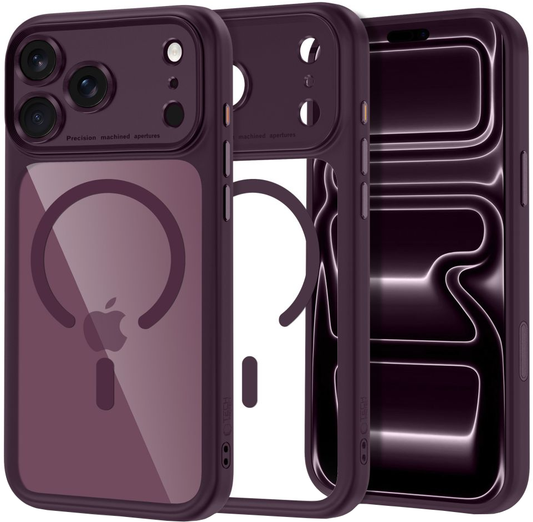 MagSafe-hoesje voor Apple iPhone 18 Pro Max / 17 Pro Max, Tech-Protect, MagPeak CC, Transparant Bordeaux