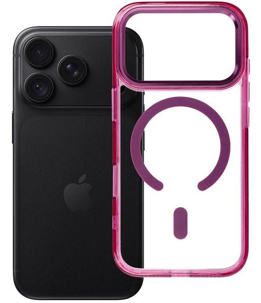 MagSafe-hoesje voor Apple iPhone 18 Pro / iPhone 17 Pro, OEM, Frame Clear Hybrid, bordeauxrood