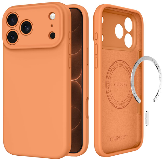 MagSafe-hoesje voor Apple iPhone 18 Pro Max / 17 Pro Max, Tech-Protect, siliconen, oranje