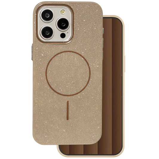 MagSafe-hoesje voor Apple iPhone 15 Pro, OEM, Glitter Thin Mag, Bruin