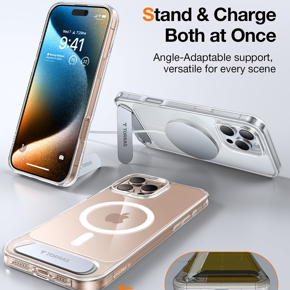 MagSafe Case for Apple iPhone 16 Pro Max, Torras, Pstand, Transparent