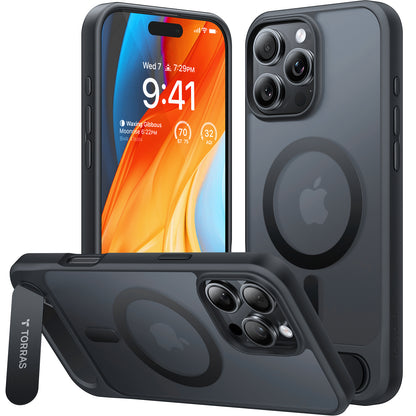 MagSafe hoes voor Apple iPhone 16 Pro, Torras, Pstand, Zwart