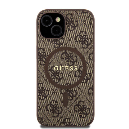 MagSafe hoesje voor Apple iPhone 15 Plus, Guess, 4G Gekleurde Ring, Bruin GUHMP15MG4GFRW