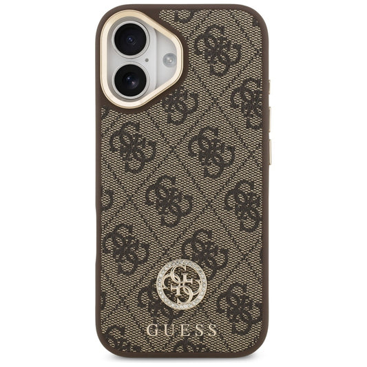 MagSafe hoesje voor Apple iPhone 17, Guess, 4G Strass Logo met Grote Band, Bruin, Opnieuw verzegeld