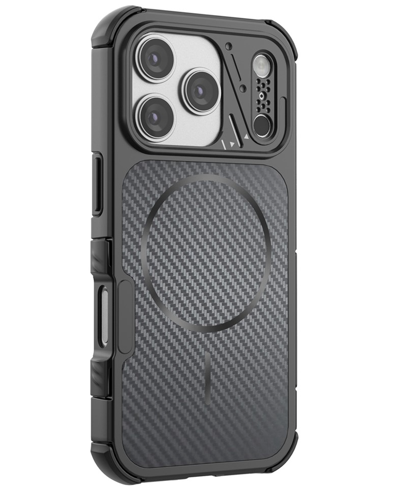 MagSafe-hoesje voor Apple iPhone 18 Pro / 17 Pro, OEM, Carbon en Hoekbescherming, Zwart