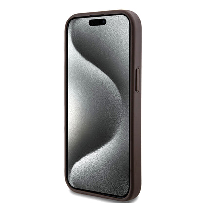 MagSafe hoesje voor Apple iPhone 15 Plus, Guess, 4G Gekleurde Ring, Bruin GUHMP15MG4GFRW