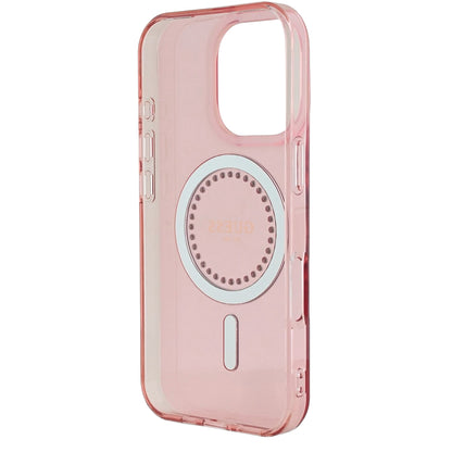 MagSafe hoesje voor Apple iPhone 16 Pro Max, Guess, IML Rhinestones Ring, Roze GUHMP16XPFTDTEP