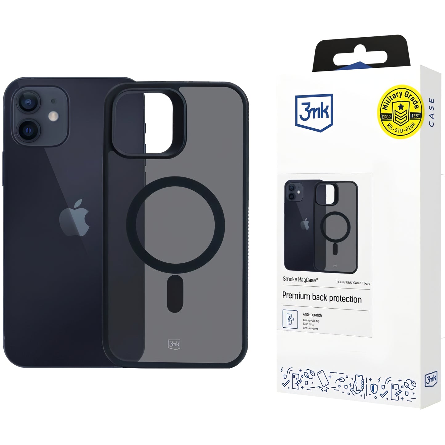 MagSafe-hoesje voor Apple iPhone 12 / 12 Pro, 3MK, Smoke MagCase, Zwart
