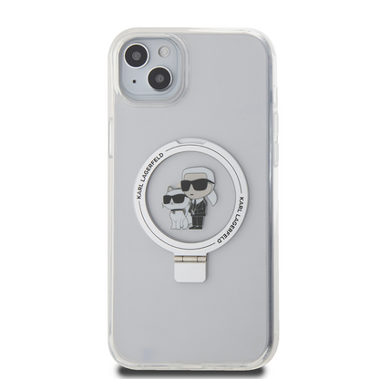 MagSafe Case for Apple iPhone 15 Plus, Karl Lagerfeld, Ringstand Karl and Choupette, White, Resealed
