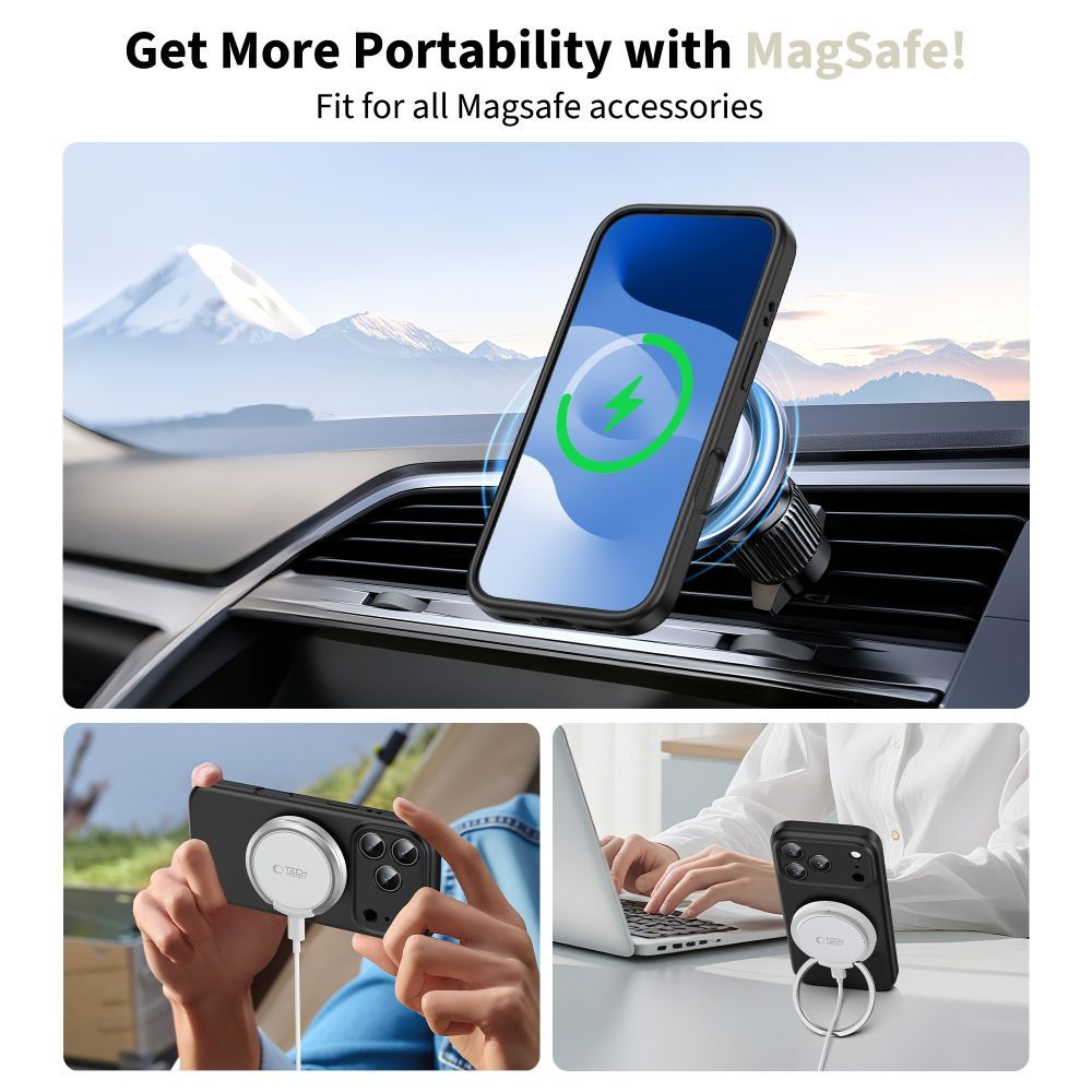 MagSafe hoesje voor Apple iPhone 17 Pro Max, Tech-Protect, Siliconen, Zwart