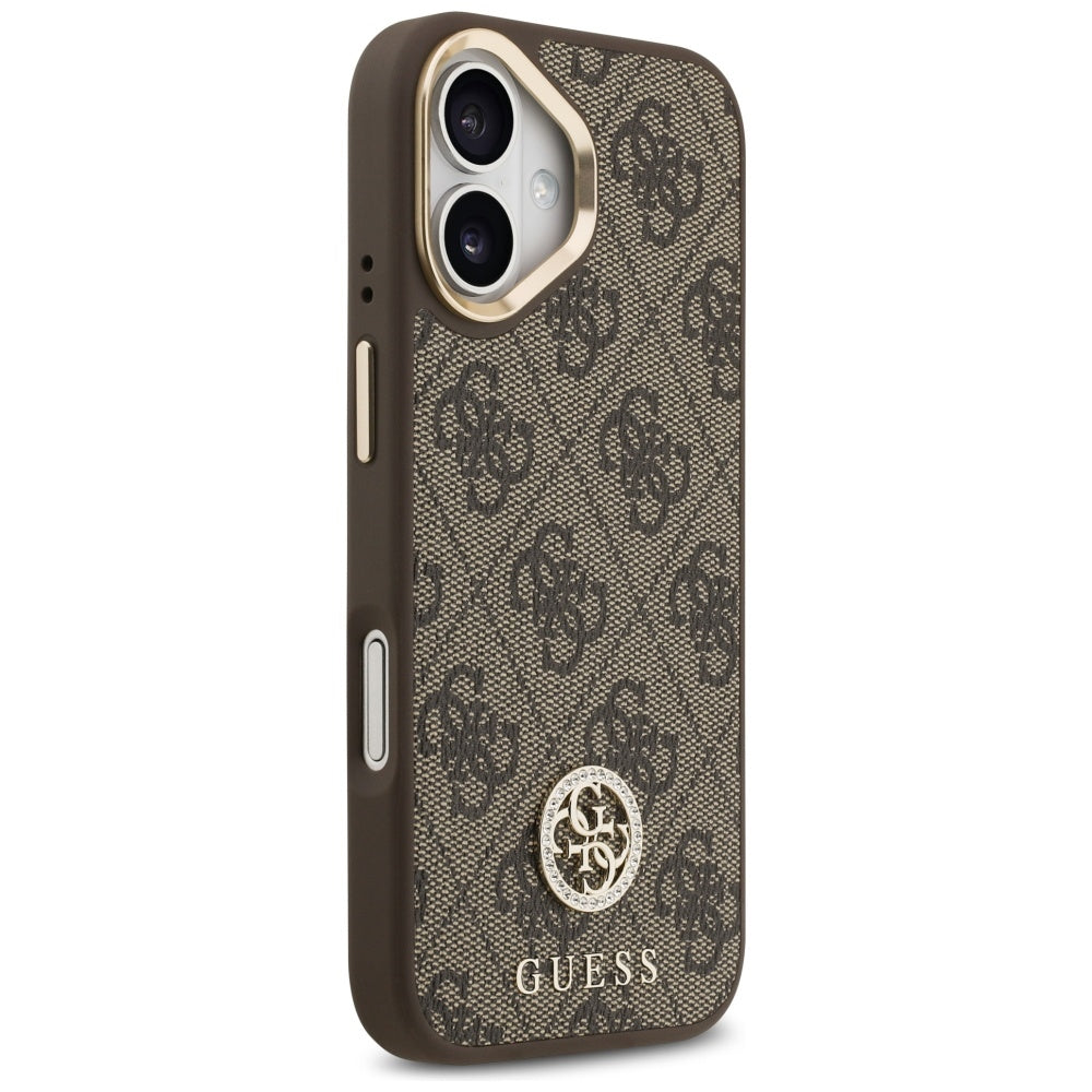 MagSafe hoesje voor Apple iPhone 17, Guess, 4G Strass Logo met Grote Band, Bruin, Opnieuw verzegeld