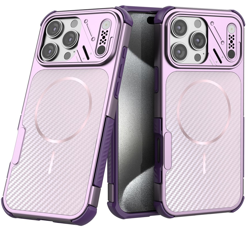 MagSafe-hoesje voor Apple iPhone 16 Pro, OEM, Carbon en Hoekbescherming, Paars