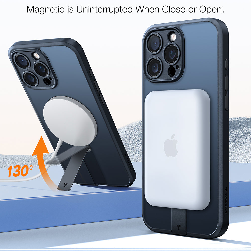 MagSafe hoesje voor Apple iPhone 16 Pro Max, Torras, Pstand Spin, Zwart