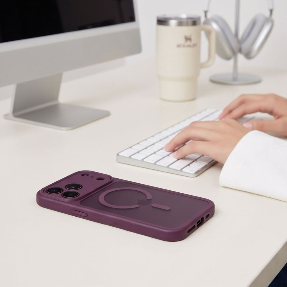 MagSafe-hoesje voor Apple iPhone 18 Pro / 17 Pro, Tech-Protect, BasicMag, Mat bordeauxrood