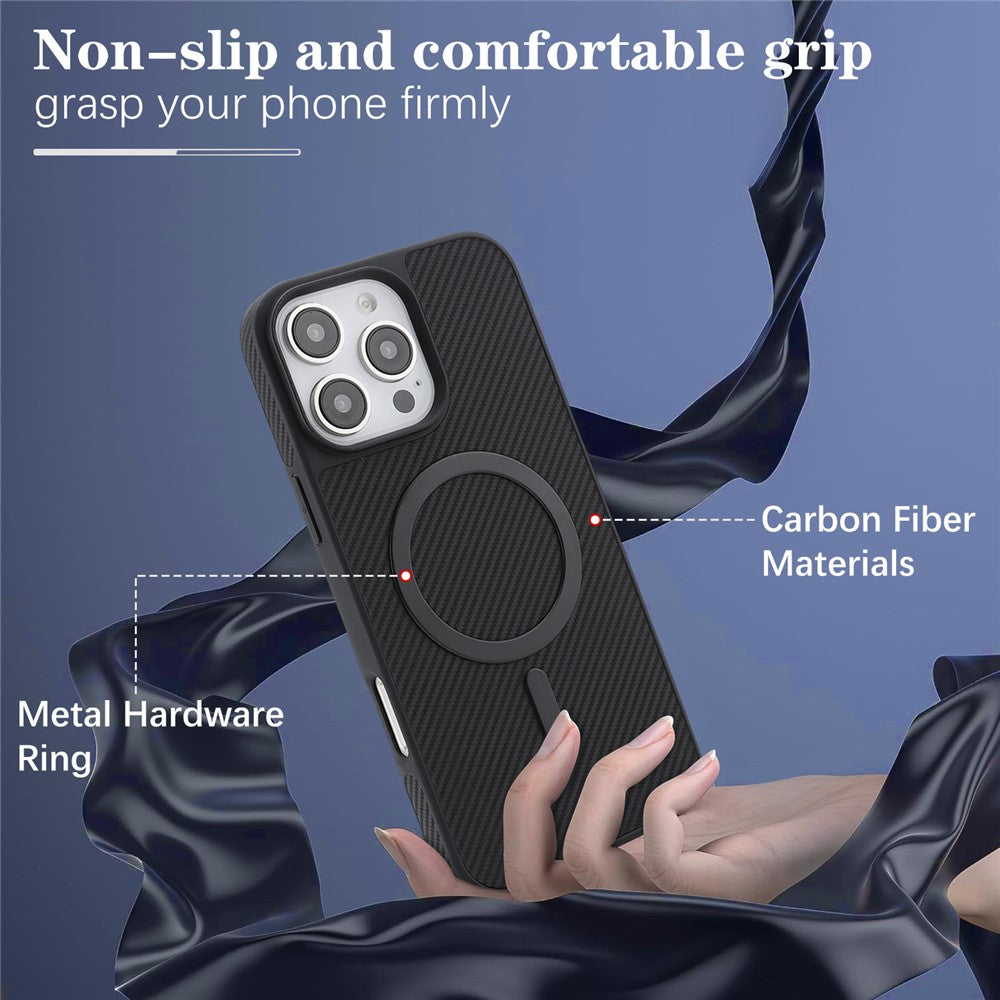 MagSafe-hoes voor Apple iPhone 16 Pro Max, OEM, Carbon Metal Ring, Zwart